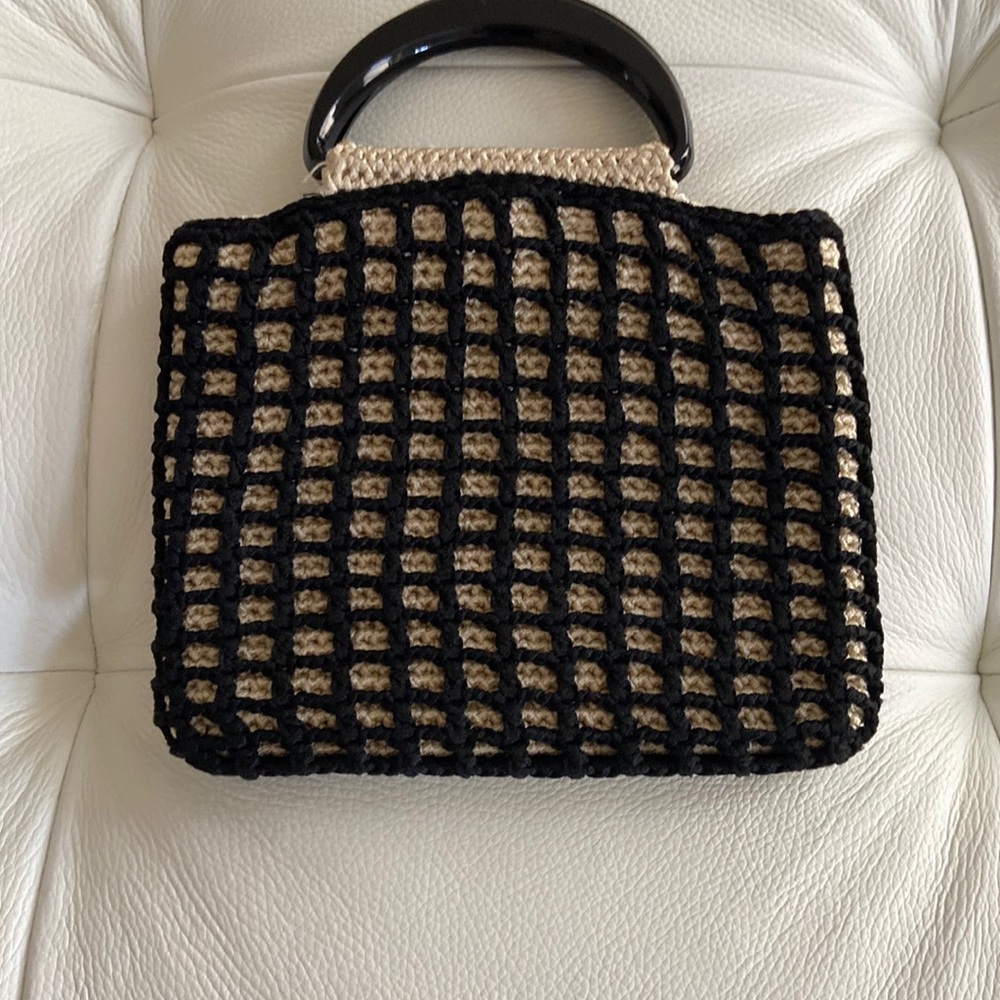 Black and Ivory Knitted Handbag